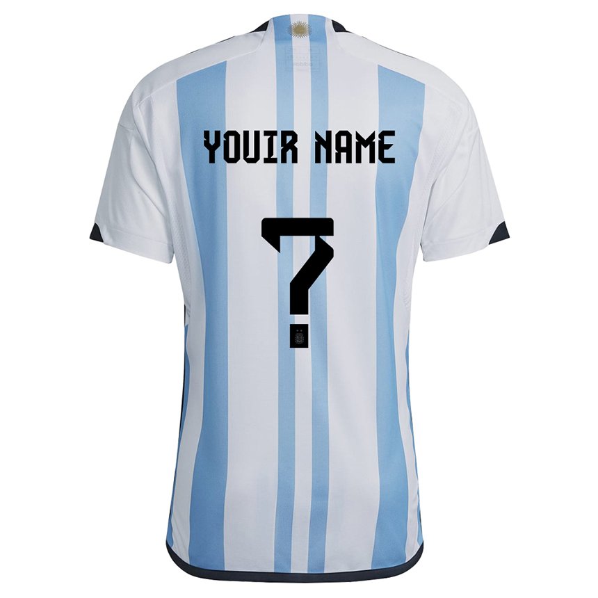 Enfant Maillot Argentine Votre Nom #0 Blanc Bleu Ciel Tenues Domicile 22-24 T-shirt Suisse
