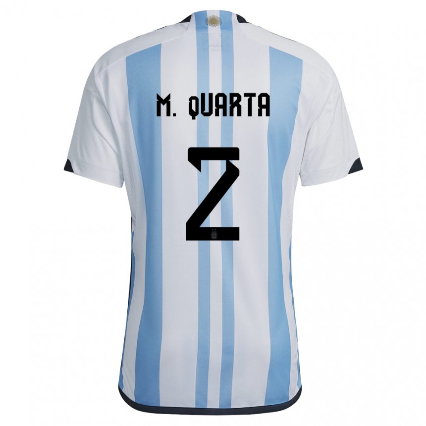 Enfant Maillot Argentine Lucas Martinez Quarta #2 Blanc Bleu Ciel Tenues Domicile 22-24 T-shirt Suisse