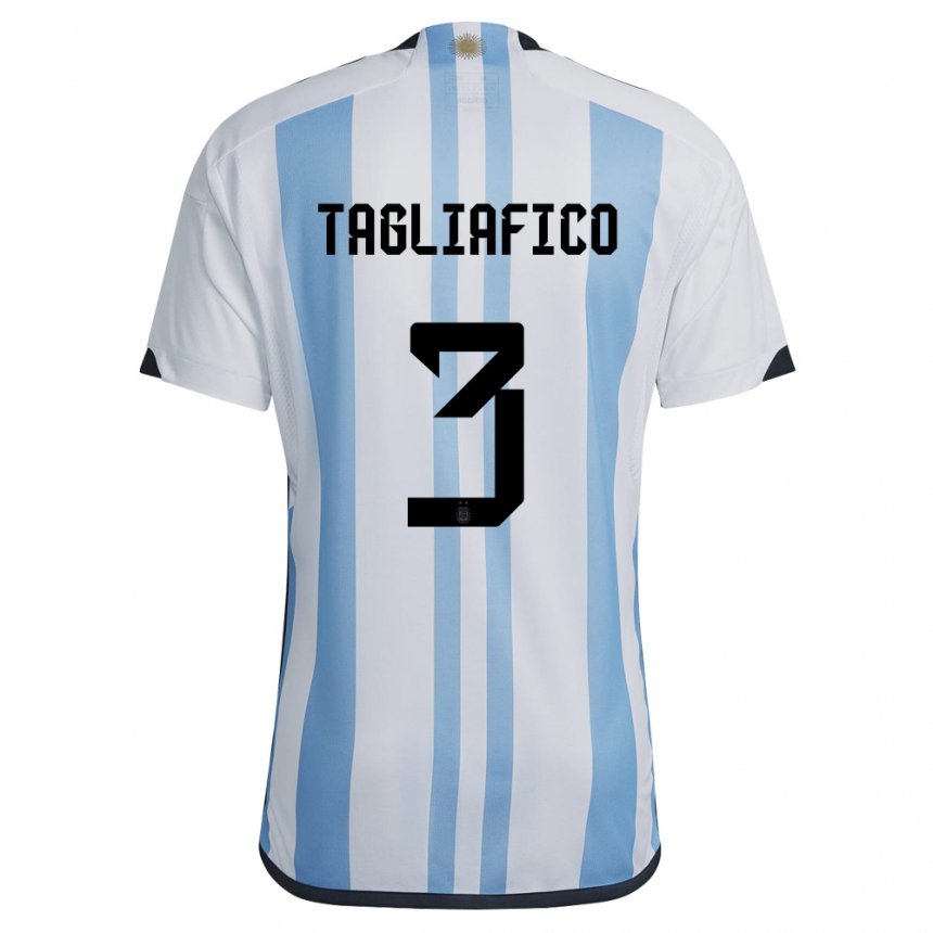 Enfant Maillot Argentine Nicolas Tagliafico #3 Blanc Bleu Ciel Tenues Domicile 22-24 T-shirt Suisse