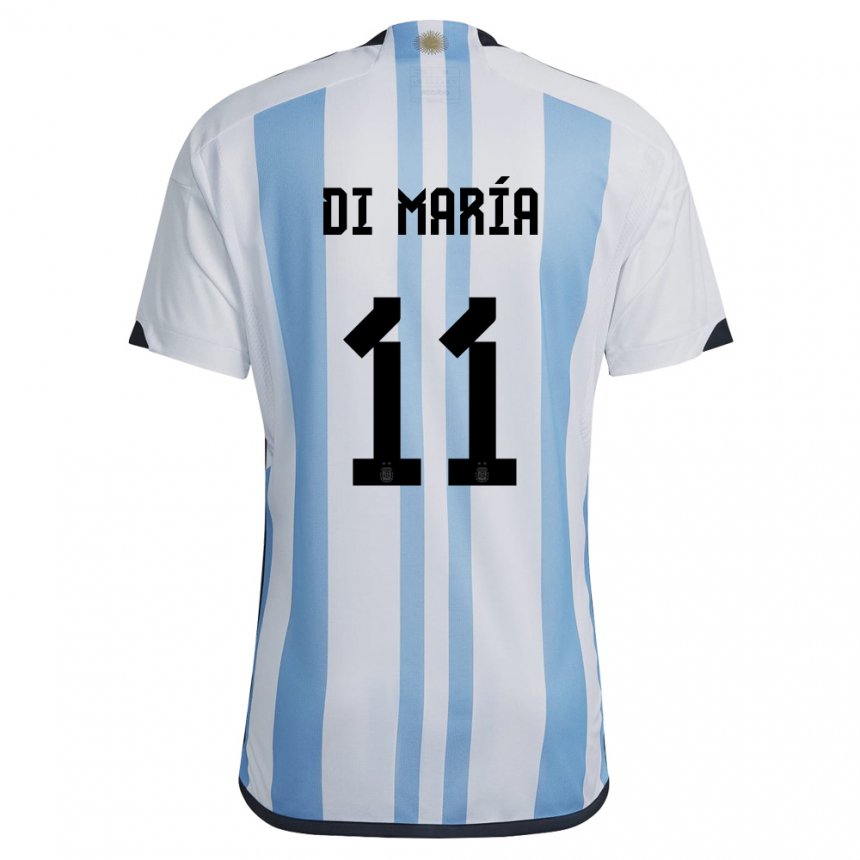 Enfant Maillot Argentine Angel Di Maria #11 Blanc Bleu Ciel Tenues Domicile 22-24 T-shirt Suisse