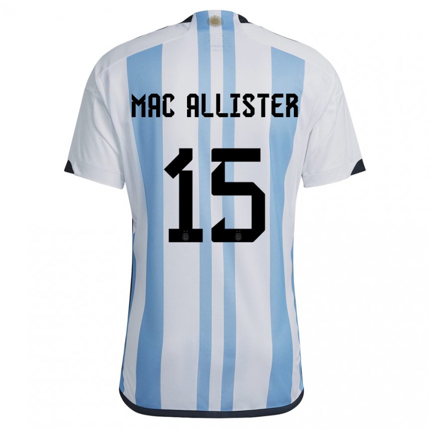 Enfant Maillot Argentine Alexis Mac Allister #15 Blanc Bleu Ciel Tenues Domicile 22-24 T-shirt Suisse
