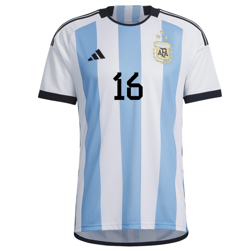 Enfant Maillot Argentine Angel Correa #16 Blanc Bleu Ciel Tenues Domicile 22-24 T-shirt Suisse