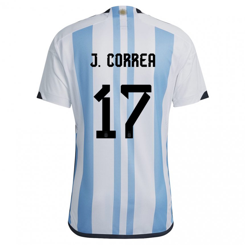 Enfant Maillot Argentine Joaquin Correa #17 Blanc Bleu Ciel Tenues Domicile 22-24 T-shirt Suisse