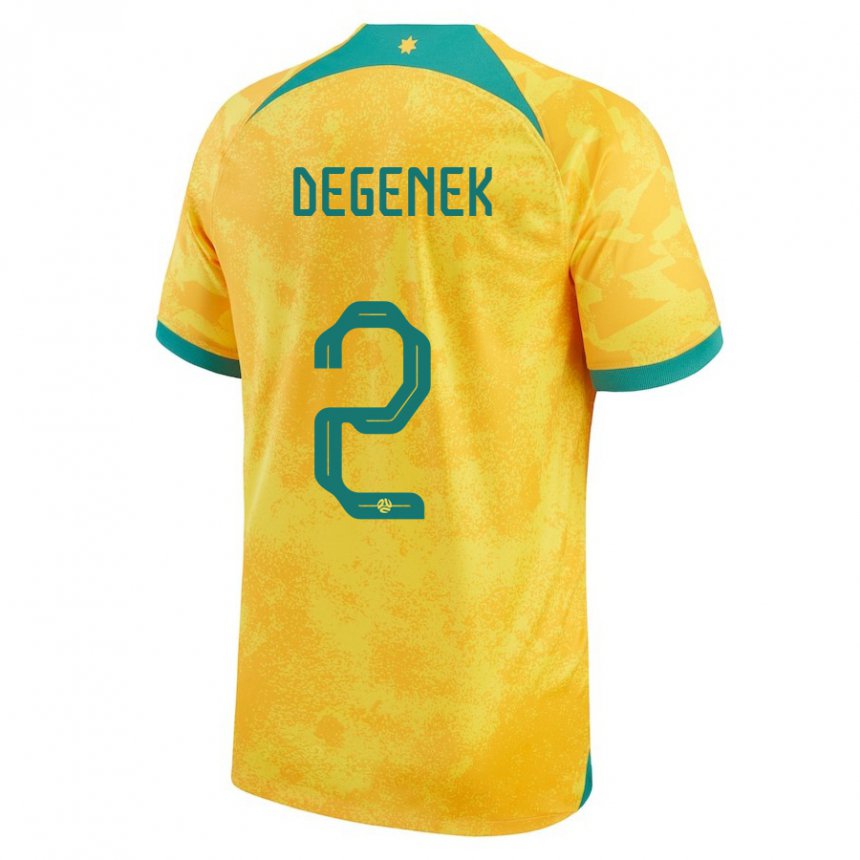 Enfant Maillot Australie Milos Degenek #2 Doré Tenues Domicile 22-24 T-shirt Suisse
