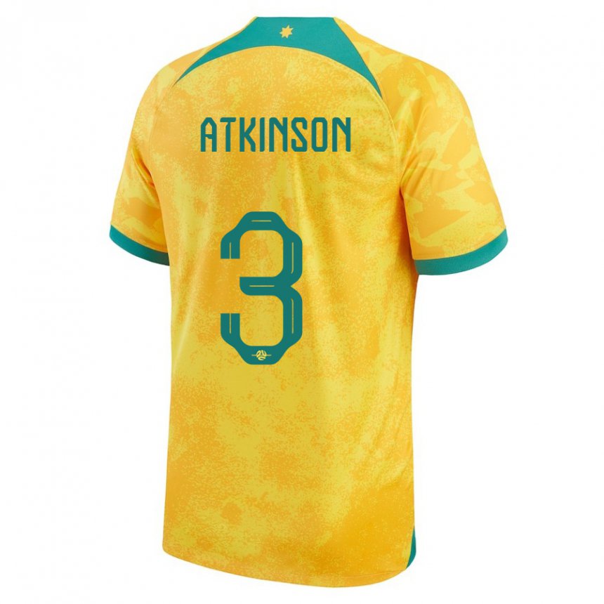 Enfant Maillot Australie Nathaniel Atkinson #3 Doré Tenues Domicile 22-24 T-shirt Suisse