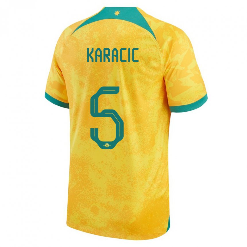 Enfant Maillot Australie Fran Karacic #5 Doré Tenues Domicile 22-24 T-shirt Suisse
