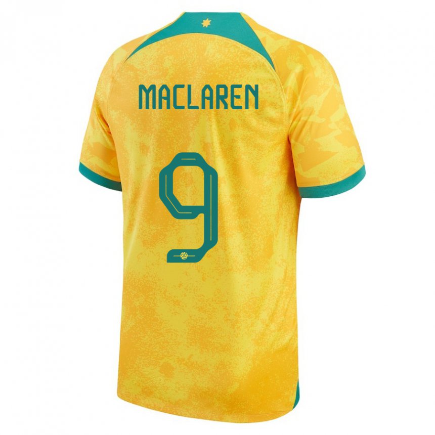 Enfant Maillot Australie Jamie Maclaren #9 Doré Tenues Domicile 22-24 T-shirt Suisse
