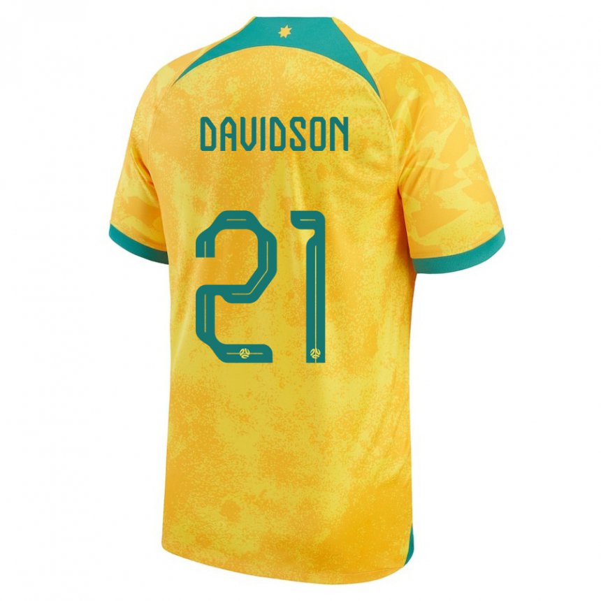 Enfant Maillot Australie Jason Davidson #21 Doré Tenues Domicile 22-24 T-shirt Suisse