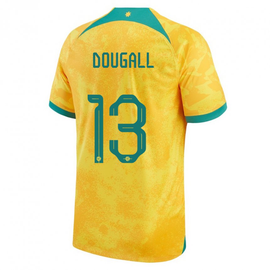 Enfant Maillot Australie Kenny Dougall #13 Doré Tenues Domicile 22-24 T-shirt Suisse