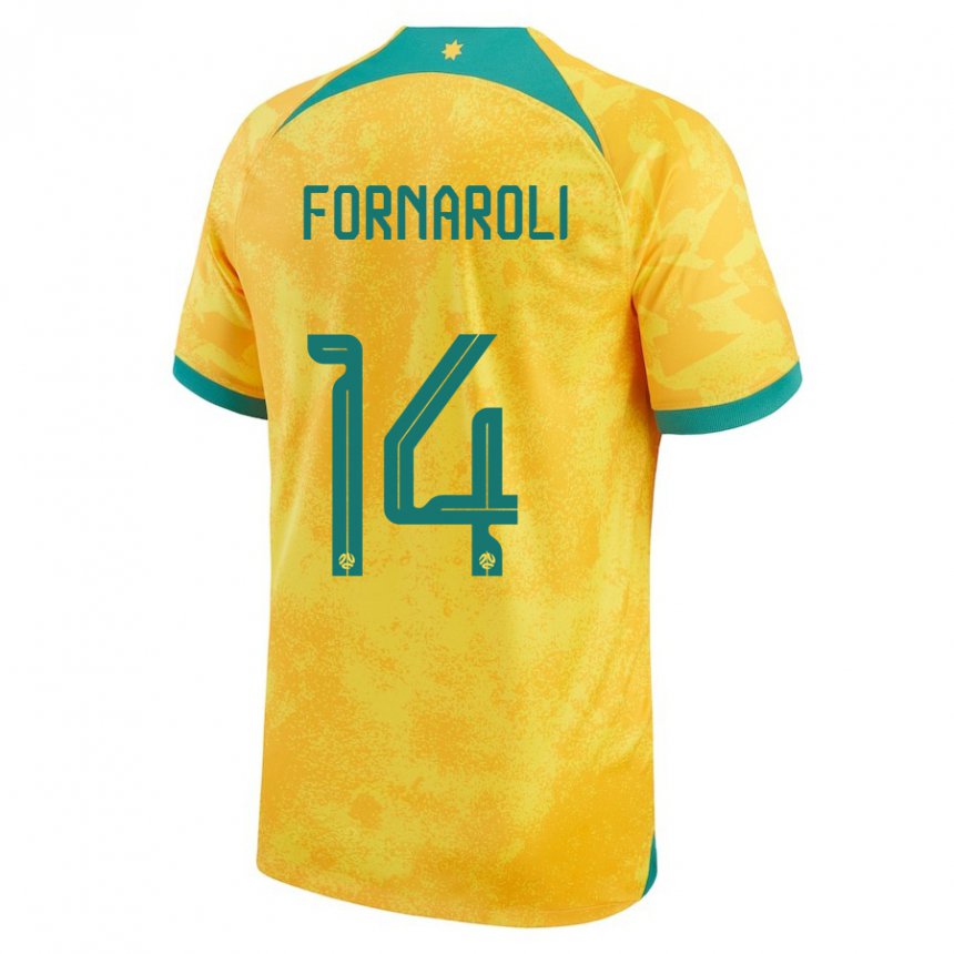 Enfant Maillot Australie Bruno Fornaroli #14 Doré Tenues Domicile 22-24 T-shirt Suisse