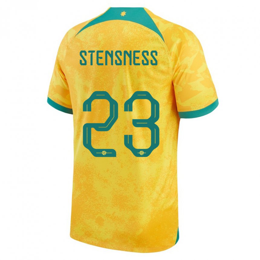 Enfant Maillot Australie Gianni Stensness #23 Doré Tenues Domicile 22-24 T-shirt Suisse