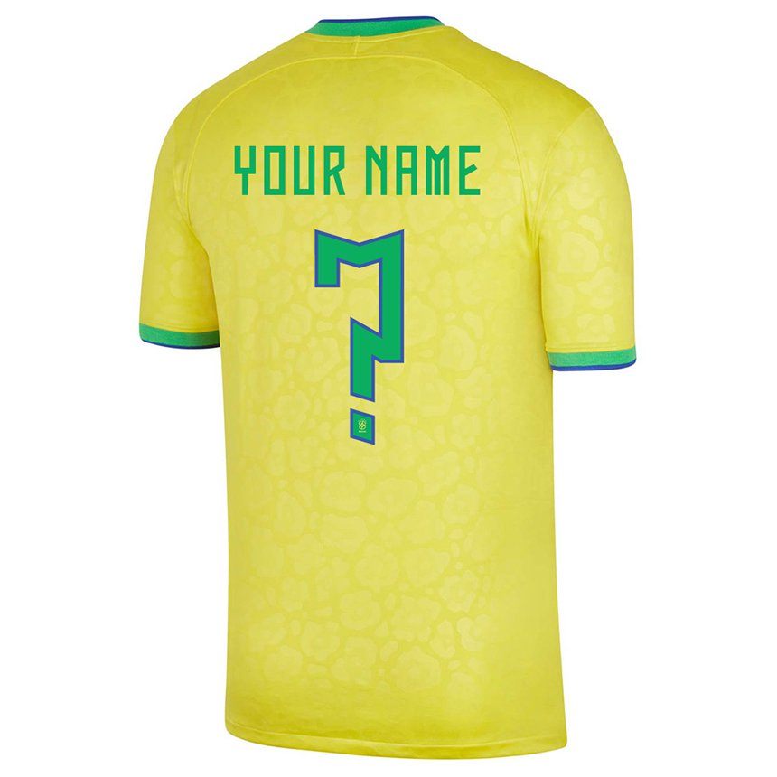 Enfant Maillot Brésil Votre Nom #0 Jaune Tenues Domicile 22-24 T-shirt Suisse