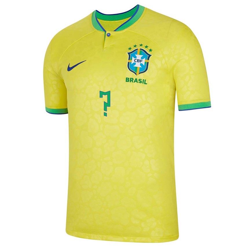 Enfant Maillot Brésil Votre Nom #0 Jaune Tenues Domicile 22-24 T-shirt Suisse