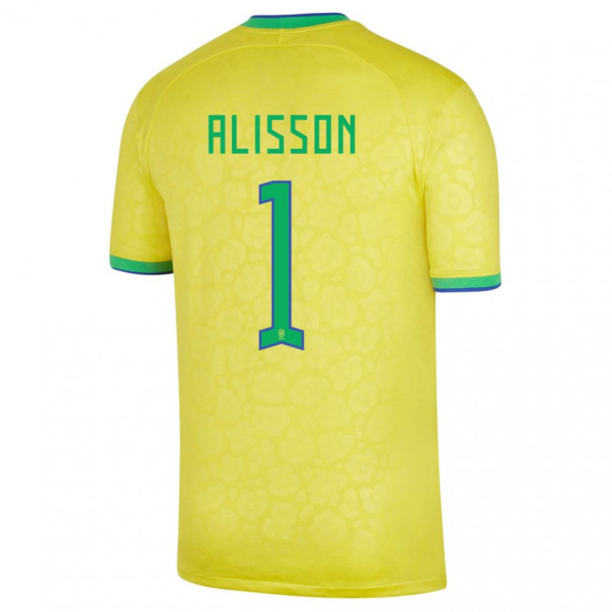 Enfant Maillot Brésil Alisson #1 Jaune Tenues Domicile 22-24 T-shirt Suisse