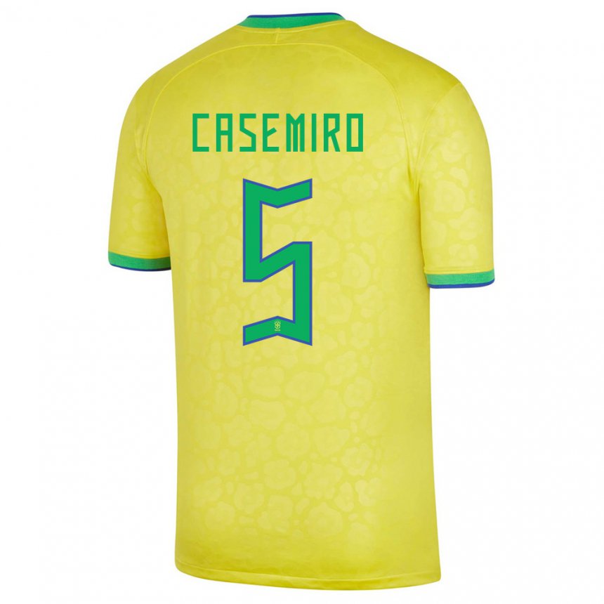 Enfant Maillot Brésil Casemiro #5 Jaune Tenues Domicile 22-24 T-shirt Suisse