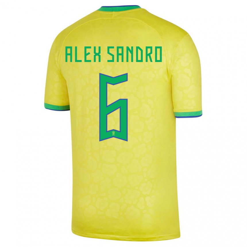 Enfant Maillot Brésil Alex Sandro #6 Jaune Tenues Domicile 22-24 T-shirt Suisse