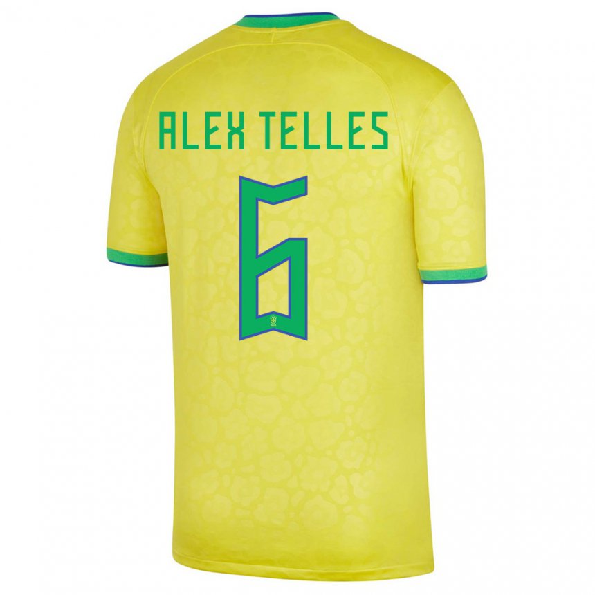 Enfant Maillot Brésil Alex Telles #6 Jaune Tenues Domicile 22-24 T-shirt Suisse