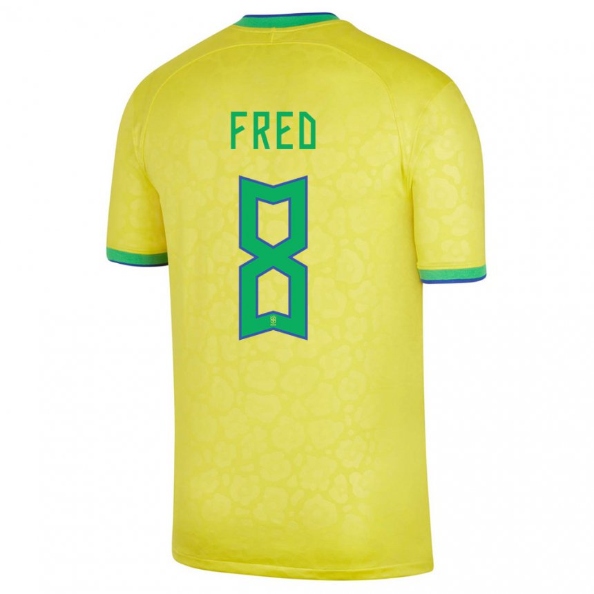 Enfant Maillot Brésil Fred #8 Jaune Tenues Domicile 22-24 T-shirt Suisse