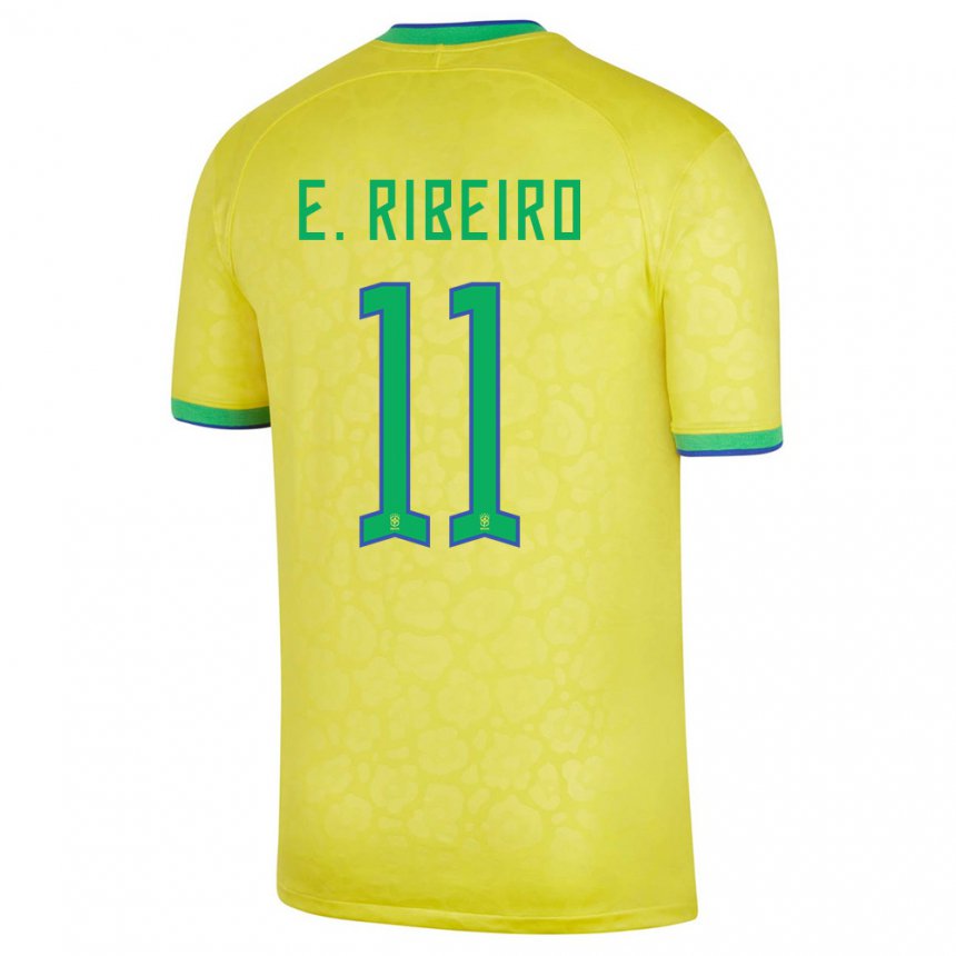 Enfant Maillot Brésil Everton Ribeiro #11 Jaune Tenues Domicile 22-24 T-shirt Suisse
