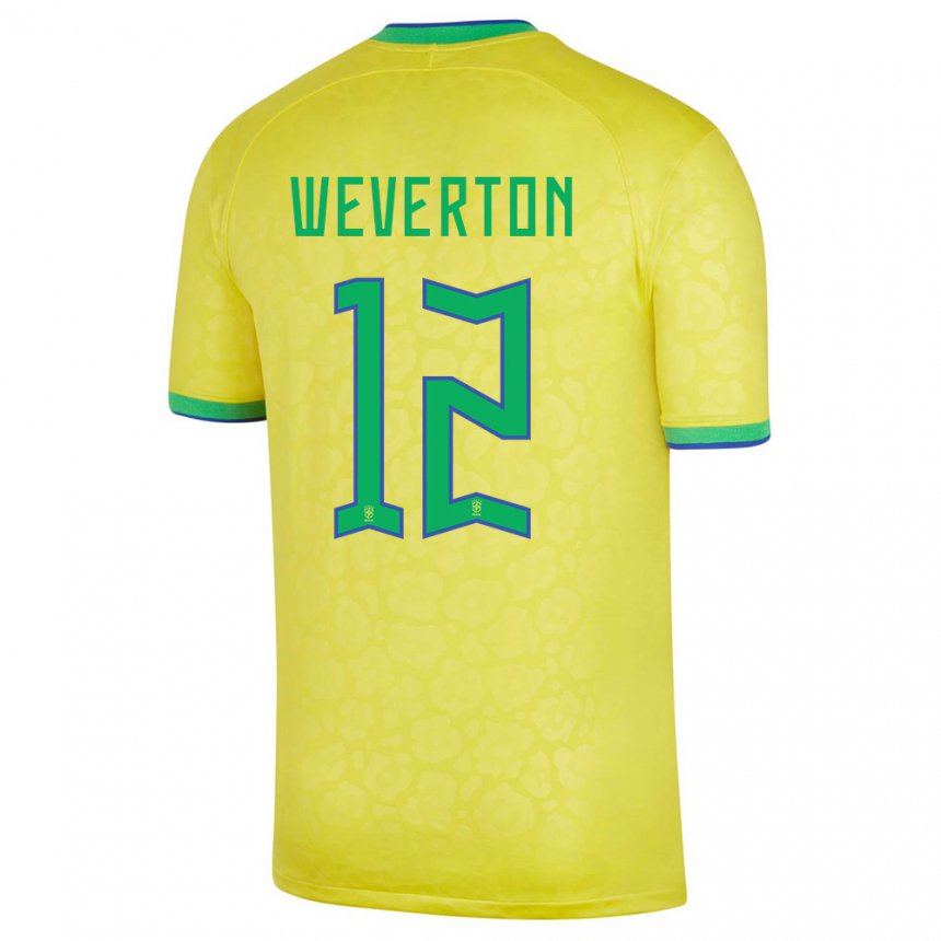 Enfant Maillot Brésil Weverton #12 Jaune Tenues Domicile 22-24 T-shirt Suisse