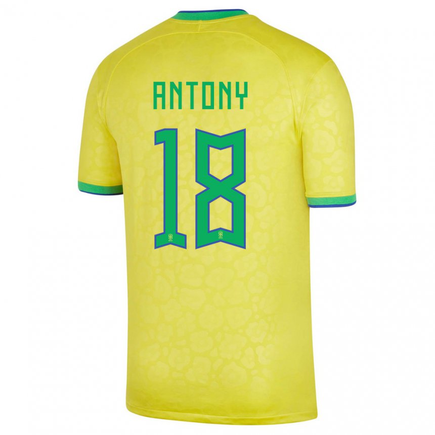 Enfant Maillot Brésil Antony #18 Jaune Tenues Domicile 22-24 T-shirt Suisse