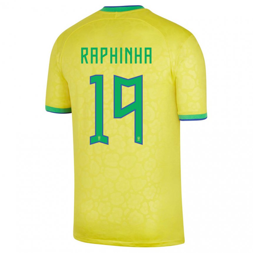 Enfant Maillot Brésil Raphinha #19 Jaune Tenues Domicile 22-24 T-shirt Suisse