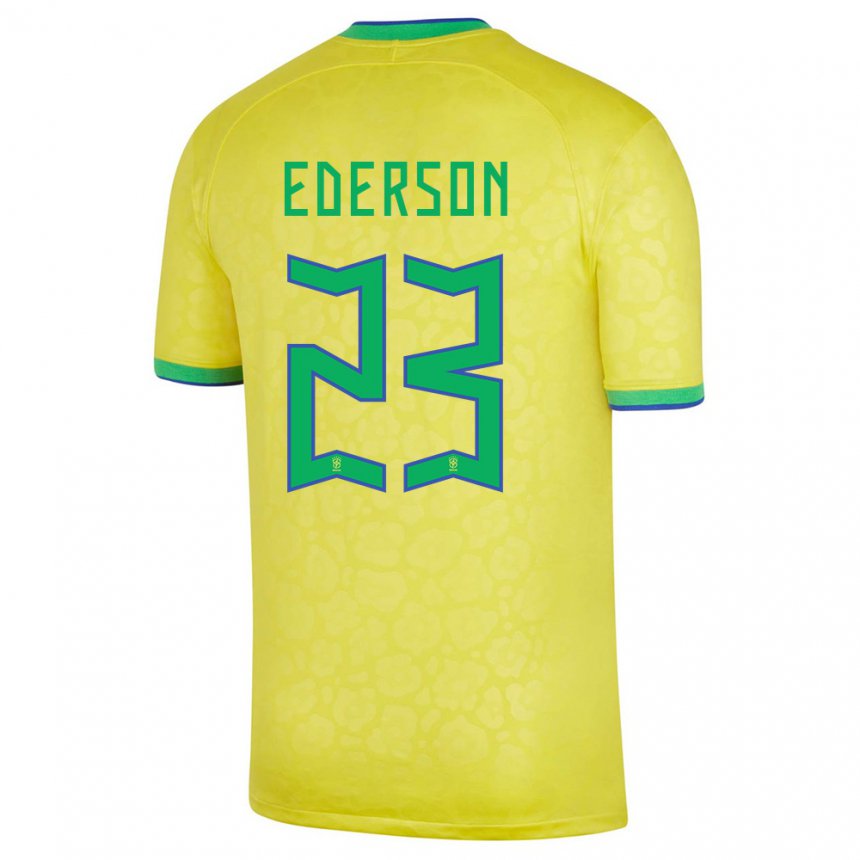 Enfant Maillot Brésil Ederson #23 Jaune Tenues Domicile 22-24 T-shirt Suisse
