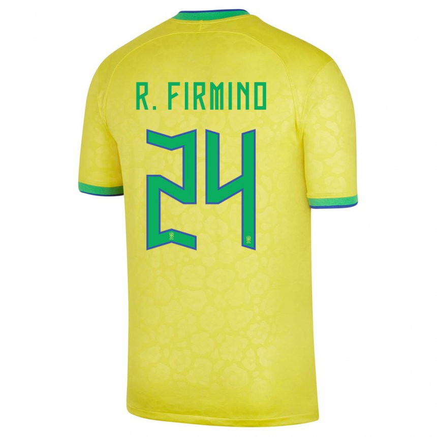 Enfant Maillot Brésil Roberto Firmino #24 Jaune Tenues Domicile 22-24 T-shirt Suisse