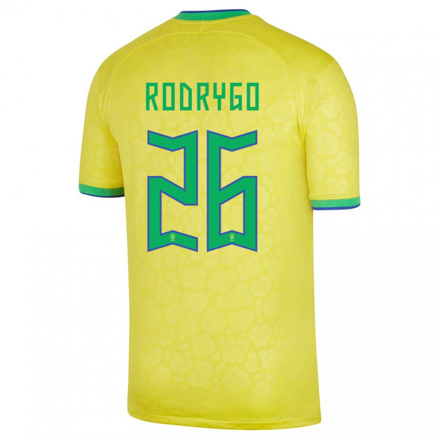 Enfant Maillot Brésil Rodrygo #26 Jaune Tenues Domicile 22-24 T-shirt Suisse