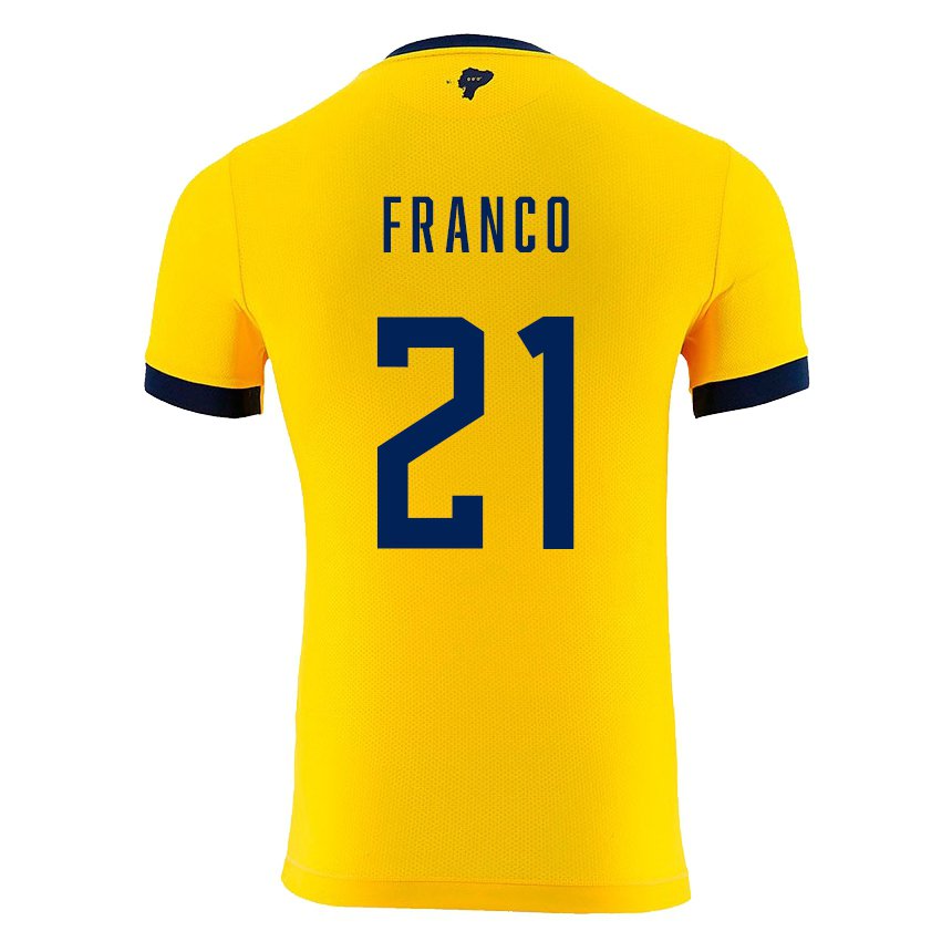 Enfant Maillot Équateur Alan Franco #21 Jaune Tenues Domicile 22-24 T-shirt Suisse