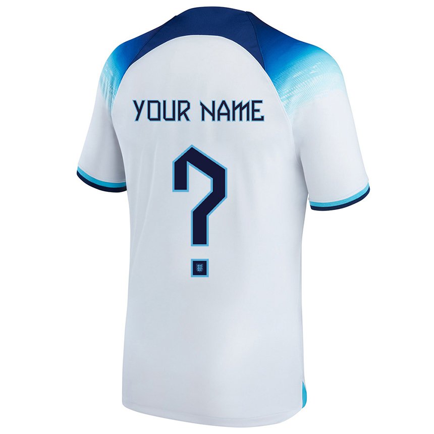 Enfant Maillot Angleterre Votre Nom #0 Blanc Bleu Tenues Domicile 22-24 T-shirt Suisse