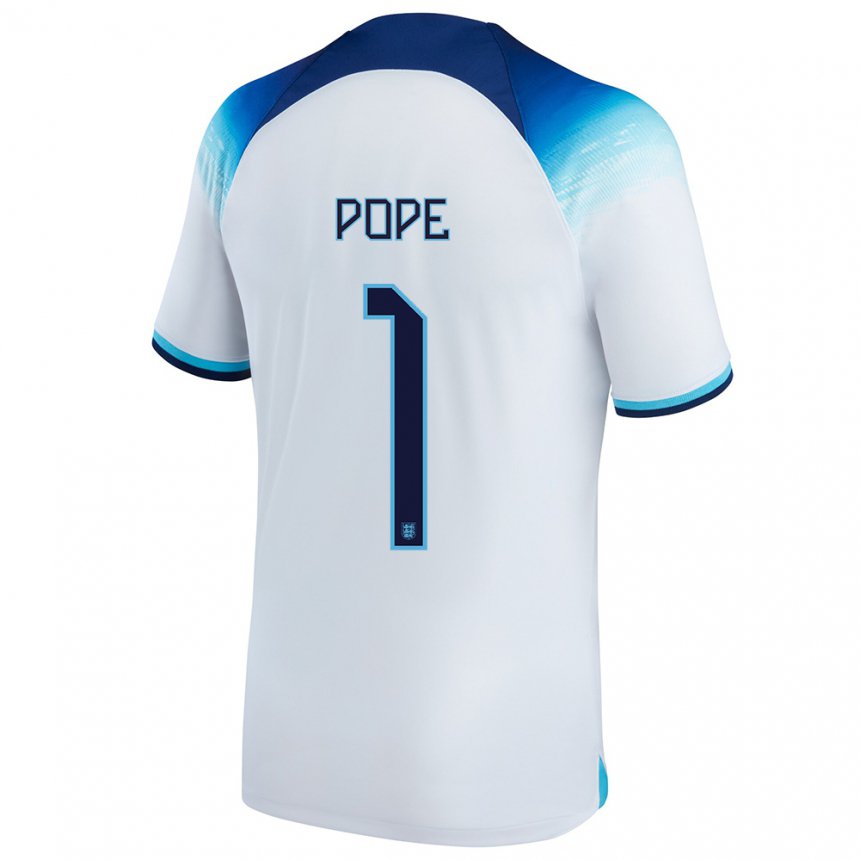 Enfant Maillot Angleterre Nick Pope #1 Blanc Bleu Tenues Domicile 22-24 T-shirt Suisse