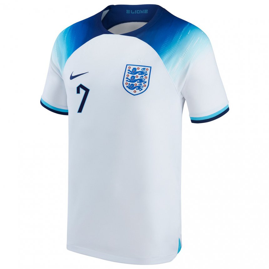 Enfant Maillot Angleterre Jack Grealish #7 Blanc Bleu Tenues Domicile 22-24 T-shirt Suisse