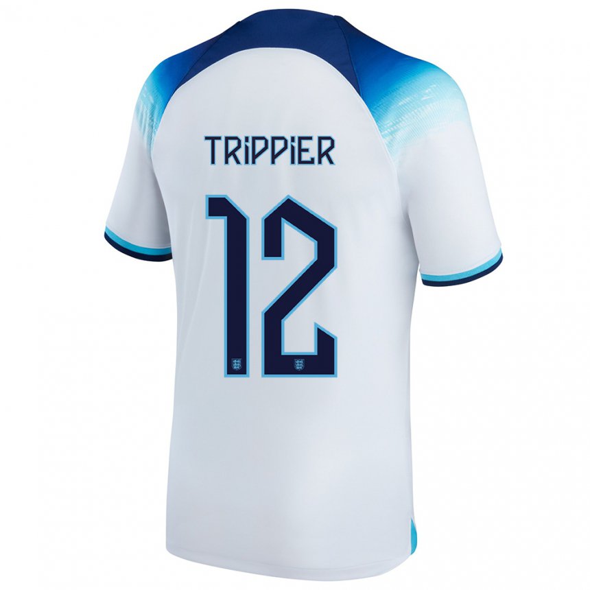 Enfant Maillot Angleterre Kieran Trippier #12 Blanc Bleu Tenues Domicile 22-24 T-shirt Suisse