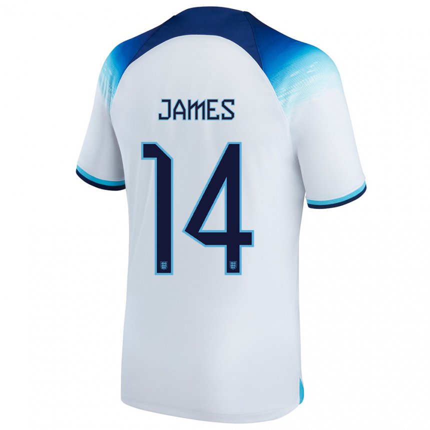 Enfant Maillot Angleterre Reece James #14 Blanc Bleu Tenues Domicile 22-24 T-shirt Suisse