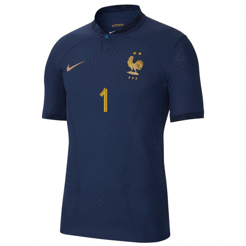 Enfant Maillot France Hugo Lloris #1 Bleu Marine Tenues Domicile 22-24 T-shirt Suisse