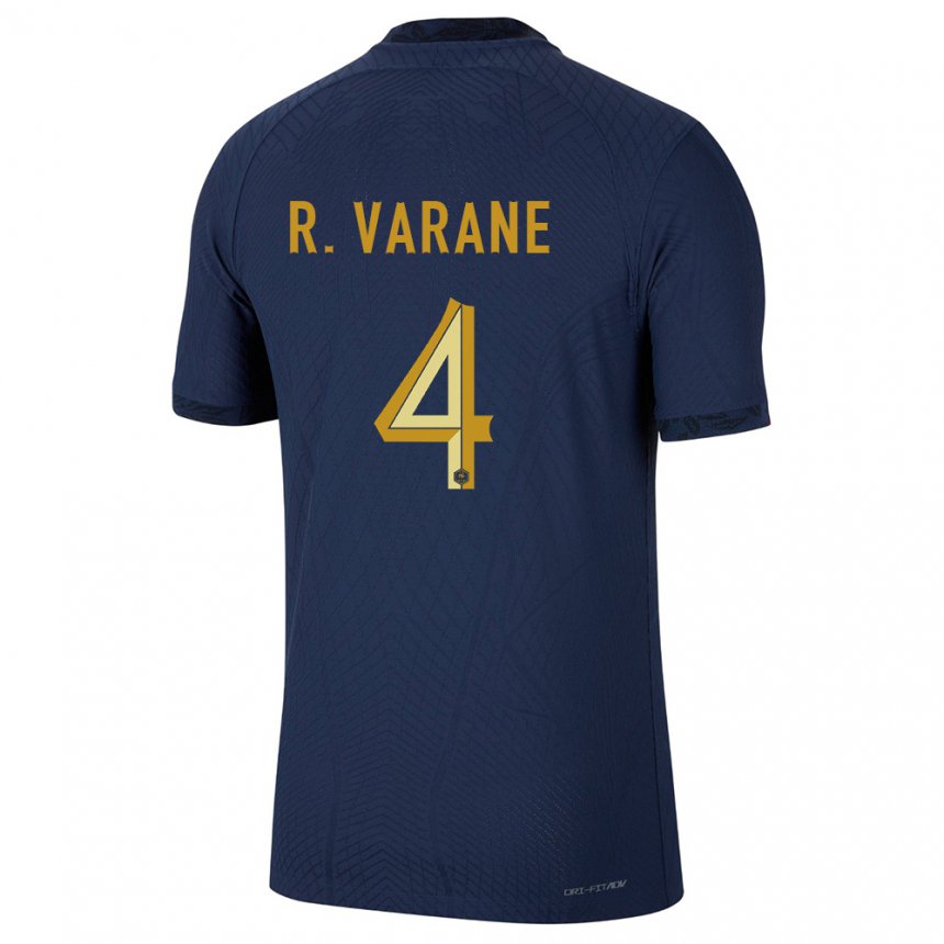 Enfant Maillot France Raphael Varane #4 Bleu Marine Tenues Domicile 22-24 T-shirt Suisse