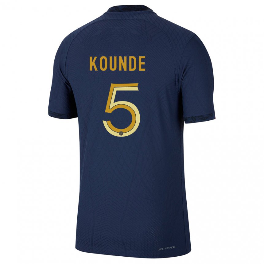 Enfant Maillot France Jules Kounde #5 Bleu Marine Tenues Domicile 22-24 T-shirt Suisse