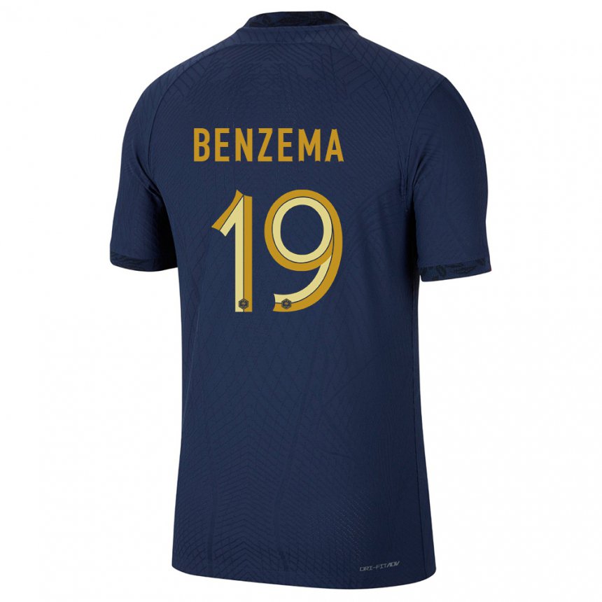 Enfant Maillot France Karim Benzema #19 Bleu Marine Tenues Domicile 22-24 T-shirt Suisse