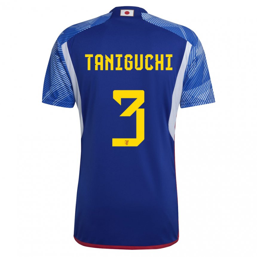 Enfant Maillot Japon Shogo Taniguchi #3 Bleu Royal Tenues Domicile 22-24 T-shirt Suisse