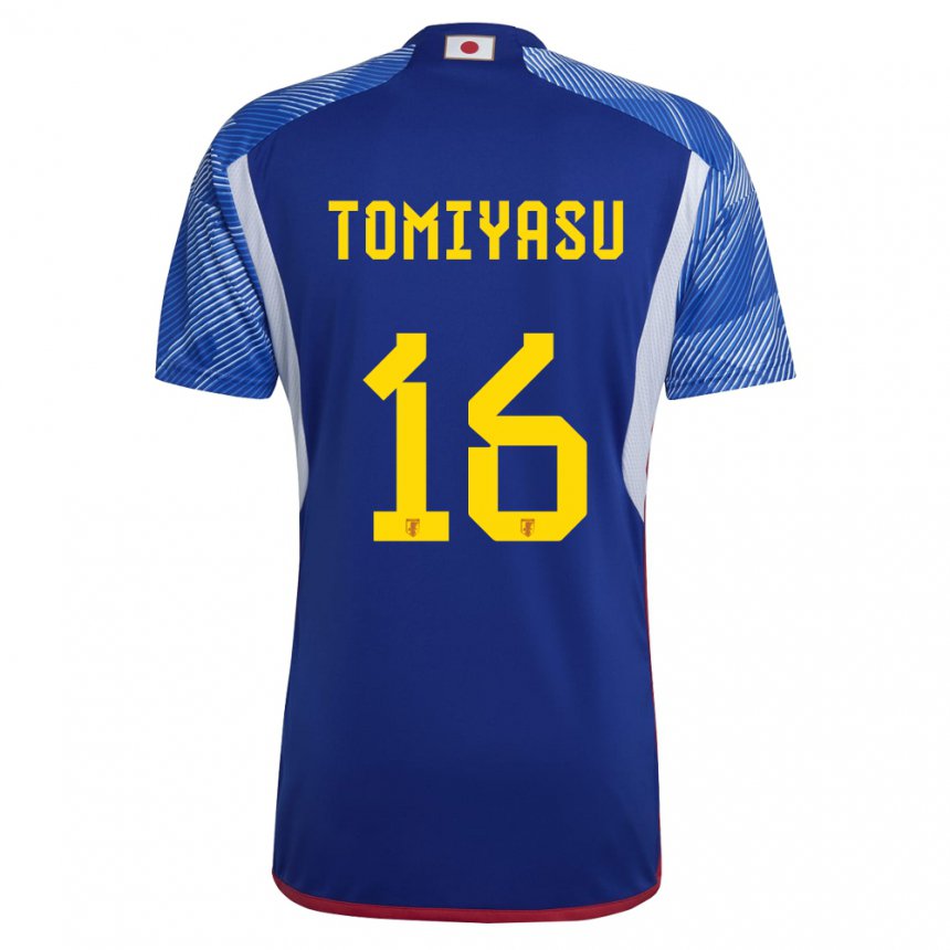 Enfant Maillot Japon Takehiro Tomiyasu #16 Bleu Royal Tenues Domicile 22-24 T-shirt Suisse