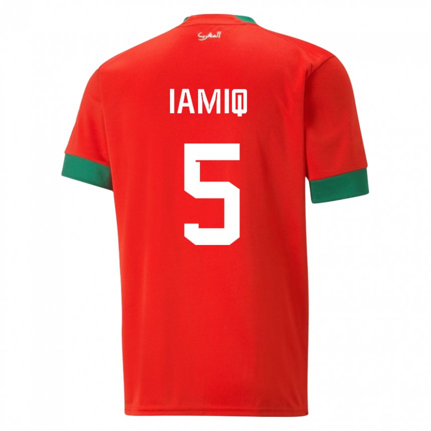 Enfant Maillot Maroc Jawad Iamiq #5 Rouge Tenues Domicile 22-24 T-shirt Suisse