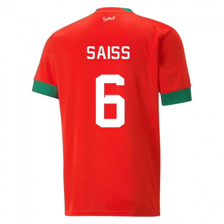 Enfant Maillot Maroc Romain Saiss #6 Rouge Tenues Domicile 22-24 T-shirt Suisse