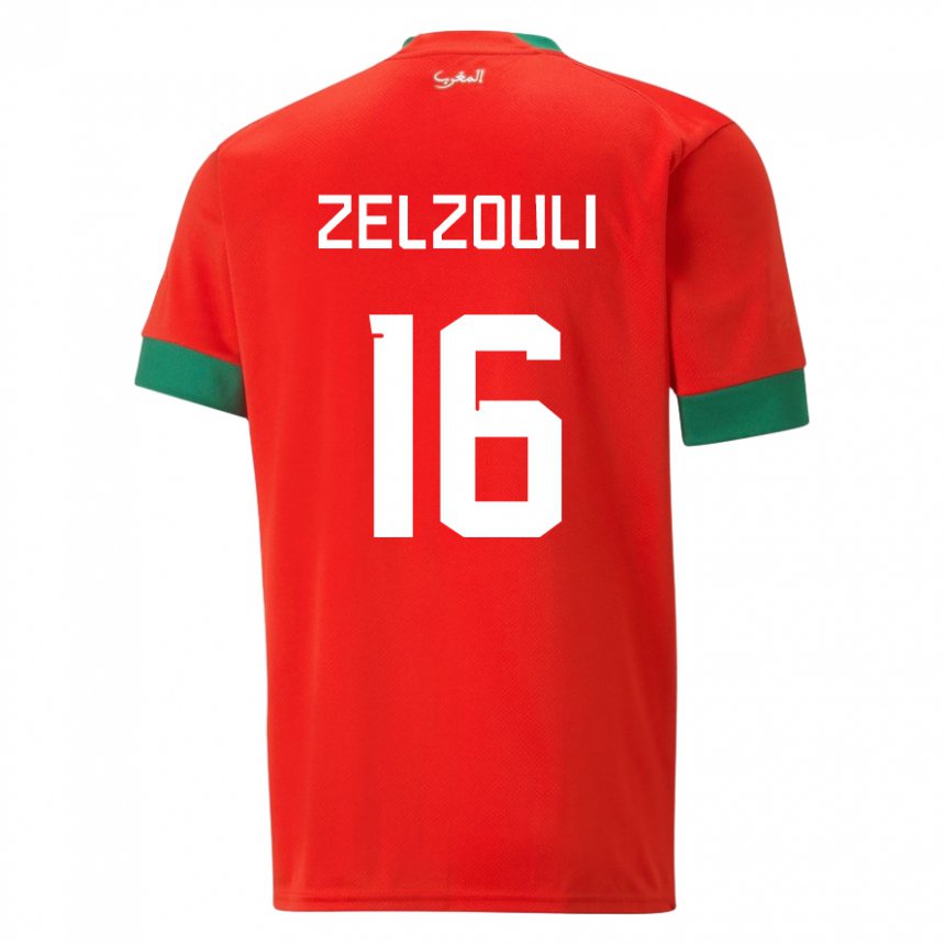 Enfant Maillot Maroc Abdessamad Zelzouli #16 Rouge Tenues Domicile 22-24 T-shirt Suisse