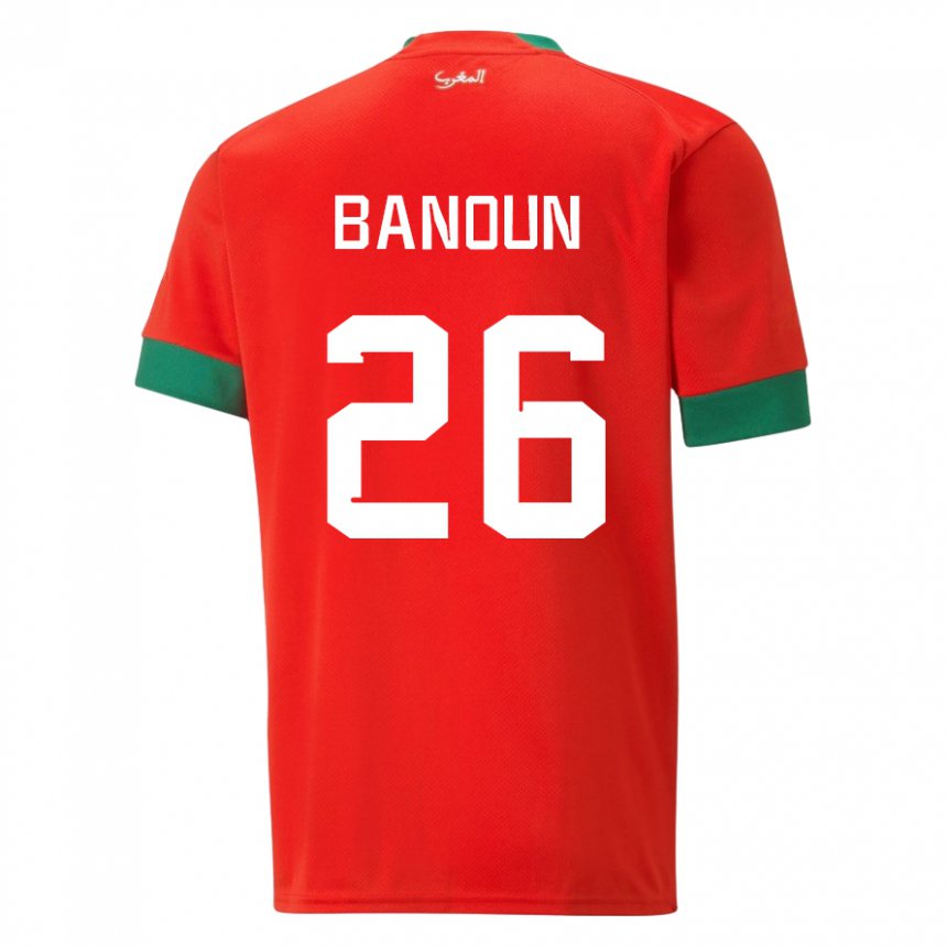 Enfant Maillot Maroc Badr Banoun #26 Rouge Tenues Domicile 22-24 T-shirt Suisse