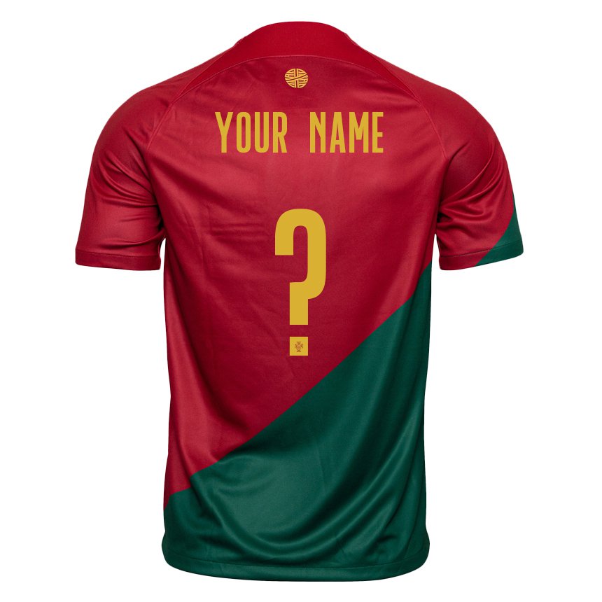 Enfant Maillot Portugal Votre Nom #0 Rouge Vert Tenues Domicile 22-24 T-shirt Suisse
