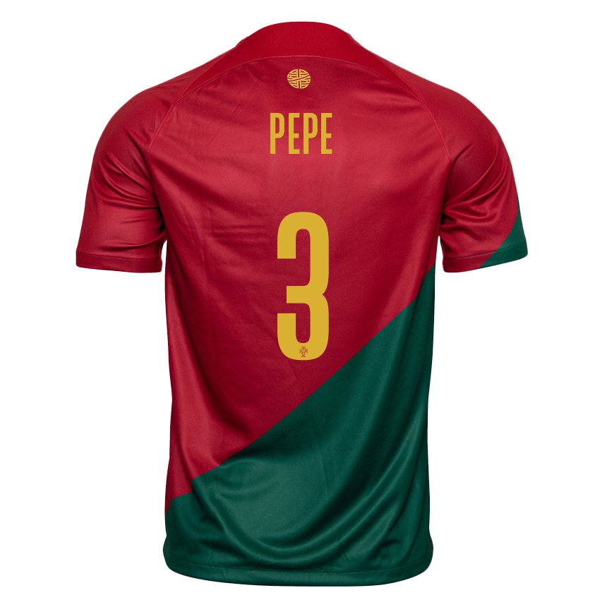 Enfant Maillot Portugal Pepe #3 Rouge Vert Tenues Domicile 22-24 T-shirt Suisse