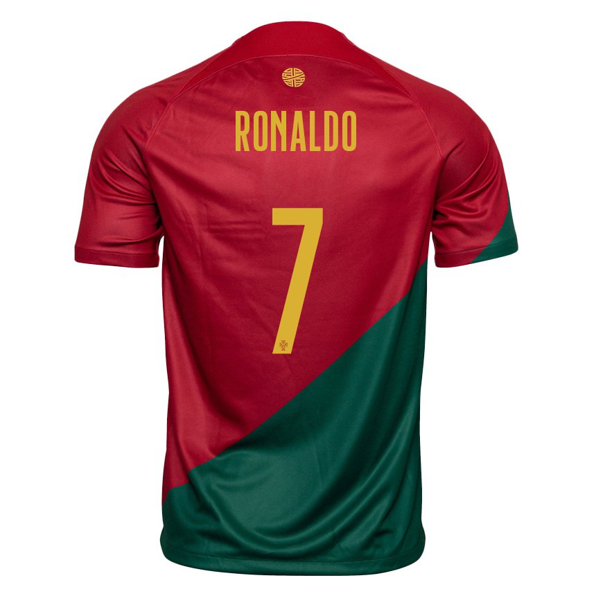 Enfant Maillot Portugal Cristiano Ronaldo #7 Rouge Vert Tenues Domicile 22-24 T-shirt Suisse