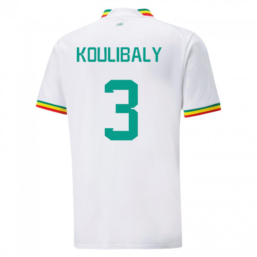 Enfant Maillot Sénégal Kalidou Koulibaly #3 Blanc Tenues Domicile 22-24 T-shirt Suisse