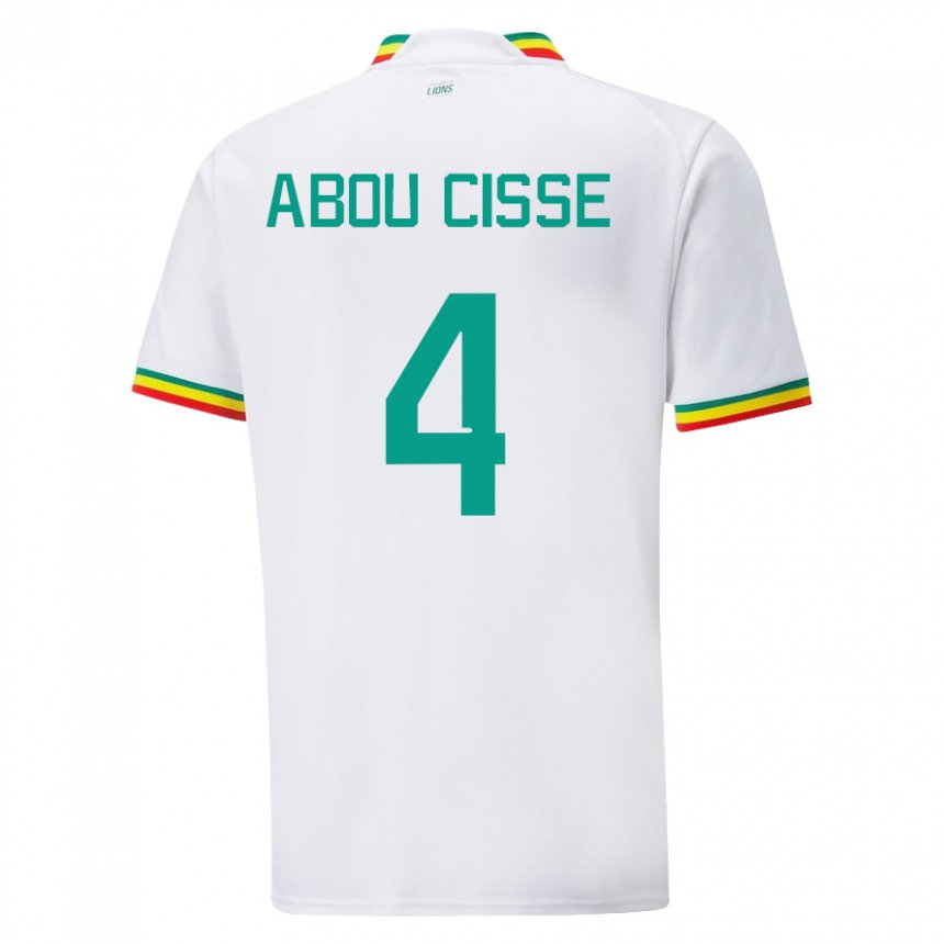 Enfant Maillot Sénégal Pape Abou Cisse #4 Blanc Tenues Domicile 22-24 T-shirt Suisse